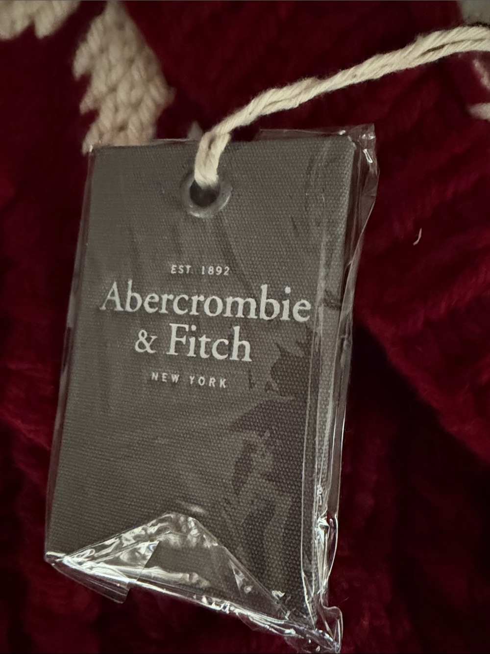 NWT Abercrombie & Fitch Women's Burgundy Cable-hand Knit Shawl Collar Sweater - Picture 4 of 11